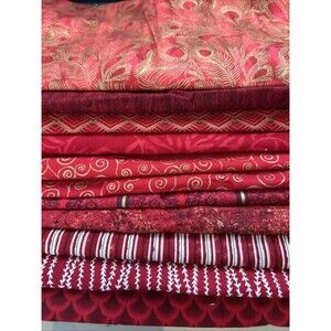Shades of Red 10 Pc Fabric Lot Quilting Crafts Sewing Art Project Cotton Prints